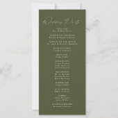 Modernes Olive Green Wedding Programm (Rückseite)