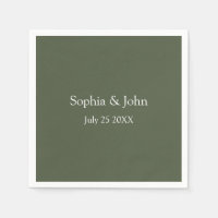 Modernes Olive Grüne Hochzeitspapier Napkin