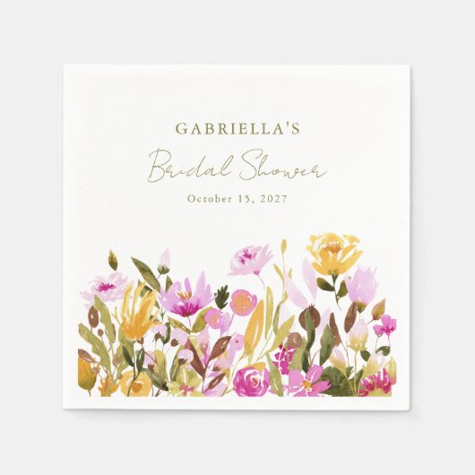 Modernes Olive Rosa Brautparty Serviette (Vorderseite)