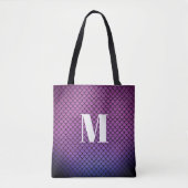 Modernes Ombre Lila Mermaid-Scales Monogram Tasche (Vorderseite)