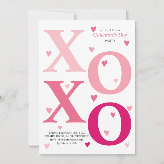 Modernes ombre rosa HOHO herzen Galentines Day Par Einladung (Vorderseite)