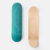 Modernes Ombre Türkis Schwarzer Glitzer Einfache S Skateboard (Vorderseite)