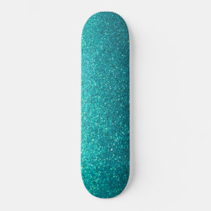 Modernes Ombre Türkis Schwarzer Glitzer Einfache S Skateboard