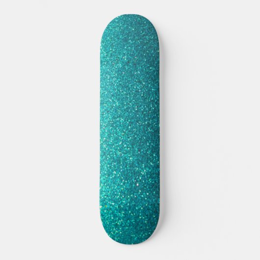 Modernes Ombre Türkis Schwarzer Glitzer Einfache S Skateboard (Vorderseite)