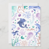 Modernes Onethe Sea Dolphin Retro Erster Geburtsta Einladung (Rückseite)