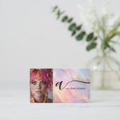 Modernes Opal Rainbow Glitzer Foto QR Code Makeup Visitenkarte (Stehend Vorderseite)