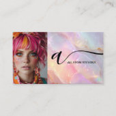 Modernes Opal Rainbow Glitzer Foto QR Code Makeup Visitenkarte (Vorderseite)