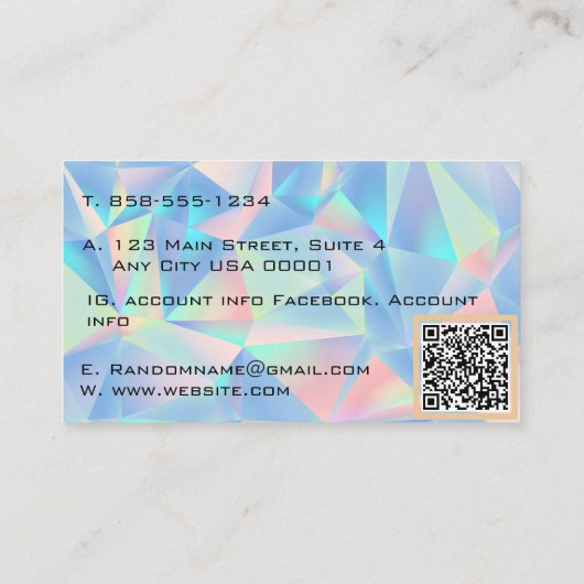 Modernes Opal Stone Simulated Hologramm Visitenkarte (Rückseite)