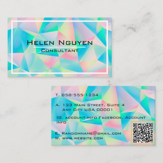 Modernes Opal Stone Simulated Hologramm Visitenkarte (Vorne/Hinten)