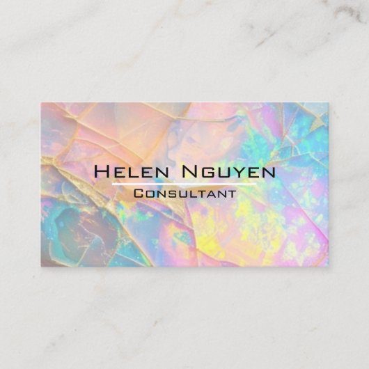 Modernes Opal Stone Simuliertes Hologramm Gold Vei Visitenkarte (Vorderseite)