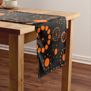 Modernes Orange Abstrakt Circles & Stars Muster Kurzer Tischläufer
