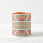 Modernes Orange & Beige Aztec-Muster personalisier Tasse (Zentrum)