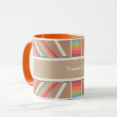 Modernes Orange & Beige Aztec-Muster personalisier Tasse (Vorderseite Links)