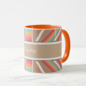 Modernes Orange & Beige Aztec-Muster personalisier Tasse (VorderseiteRechts)
