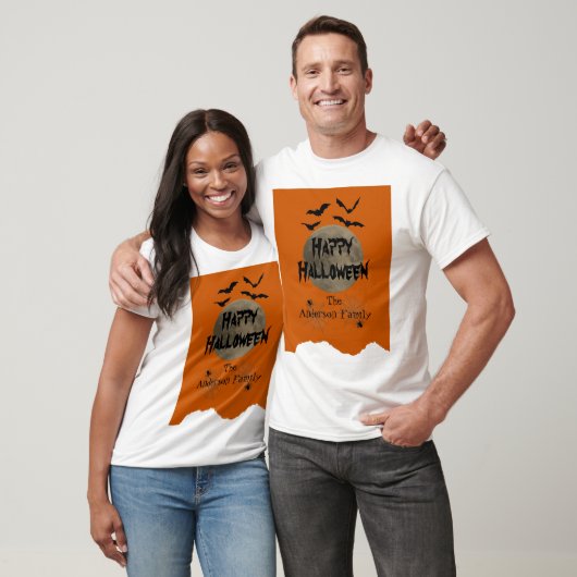 Modernes Orange Black Spooky Happy Halloween T-Shirt (Unisex)