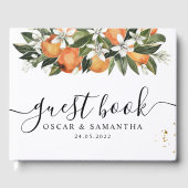 Modernes Orange & Blume Aquarell Gästebuch (Vorderseite)