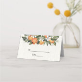 Modernes Orange & Blume Aquarell Platzkarte (Vorderseite)
