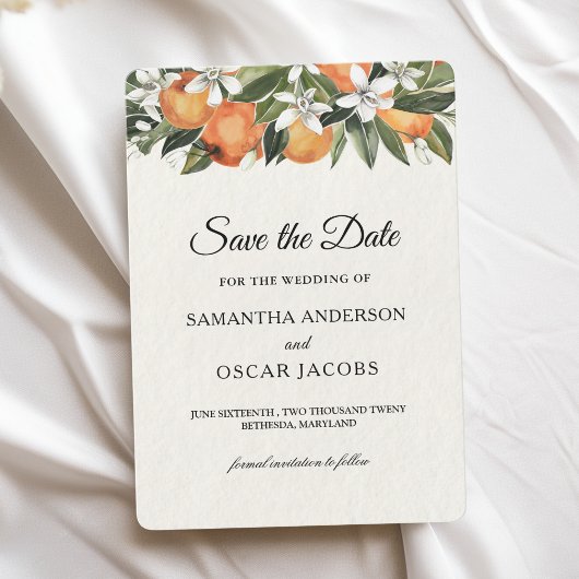 Modernes Orange & Blume Aquarell Save The Date