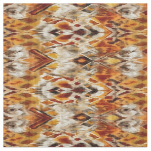Modernes Orange Boho Tribal Ikat Muster Stoff