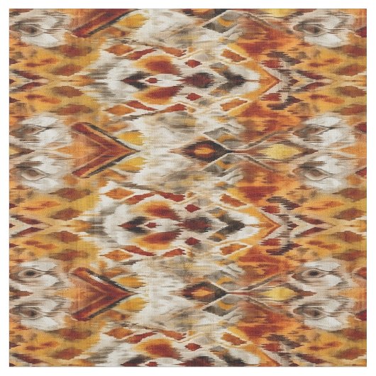 Modernes Orange Boho Tribal Ikat Muster Stoff (Nahaufnahme)