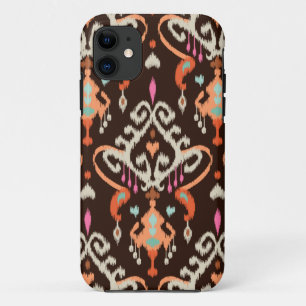 Modernes orange braunes girly ikat Stammes- Muster Case-Mate iPhone Hülle