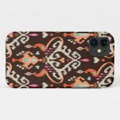 Modernes orange braunes girly ikat Stammes- Muster Case-Mate iPhone Hülle (Rückseite (Horizontal))
