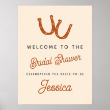 Modernes Orange Cowgirl Horseshoe Brautparty