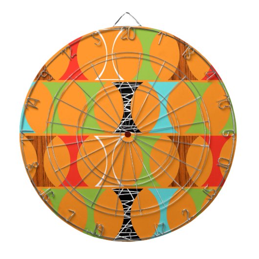 Modernes Orange Design Dart Board Mitte Jahrhunder Dartscheibe (vorne)