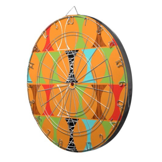 Modernes Orange Design Dart Board Mitte Jahrhunder Dartscheibe (Vorderseite rechts)