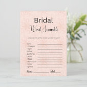 Modernes Orange Floral Bridal Word Scramble Game Einladung (Stehend Vorderseite)