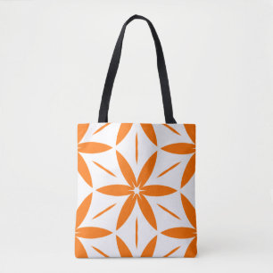 Modernes Orange Geometrisches Floral aus der Mitte Tasche