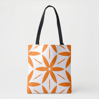 Modernes Orange Geometrisches Floral aus der Mitte Tasche
