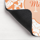 Modernes orange Girly mit Blumenmonogramm mit Mousepad (Ecke)