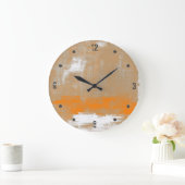 Modernes Orange Grau Abstrakt Große Wanduhr (Zuhause)