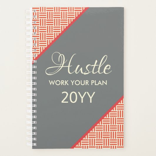 Modernes Orange Gray Geometric Hustle 2019 Planer (Vorderseite)