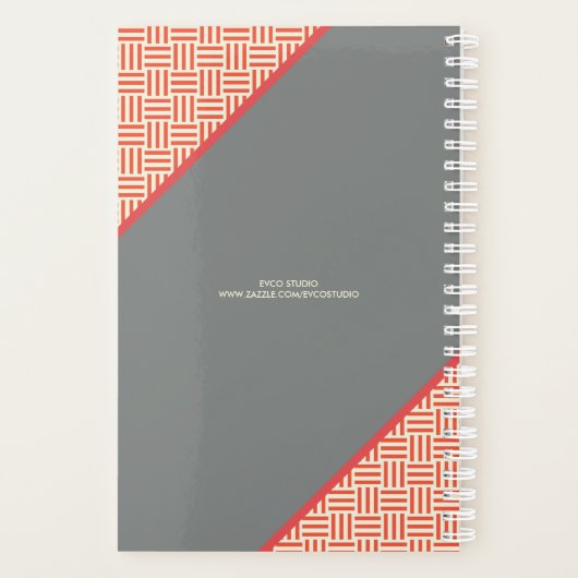 Modernes Orange Gray Geometric Hustle 2019 Planer (Rückseite)