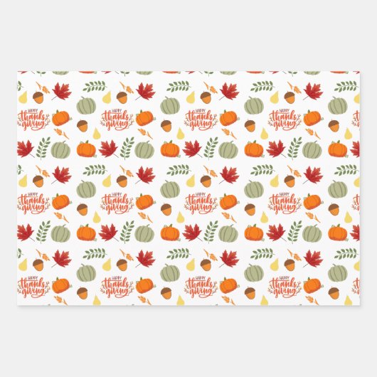 Modernes Orange Herbst Erntedank Pumpkin Muster Geschenkpapier Set (Vorderseite 2)