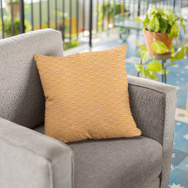 Modernes Orange Japanese Wave Geometric Muster Kissen