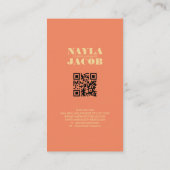 Modernes Orange Karo-Muster QR-Code Visitenkarte (Rückseite)
