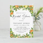 Modernes Orange Lemon Citrus Brautparty Einladung (Stehend Vorderseite)