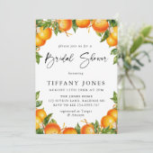 Modernes Orange Lemon Citrus Brautparty Einladung (Stehend Vorderseite)