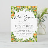 Modernes Orange Lemon Citrus Brautparty Einladung (Stehend Vorderseite)