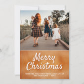 Modernes Orange Metallic Frohe Weihnachten Foto (Vorderseite)