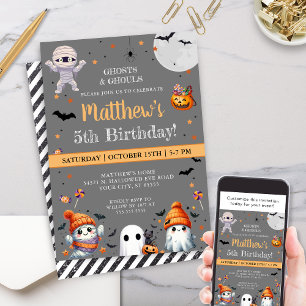 Modernes Orange Niedlich Ghost Partys Halloween Ge Einladung
