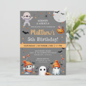 Modernes Orange Niedlich Ghost Partys Halloween Ge Einladung (Stehend Vorderseite)