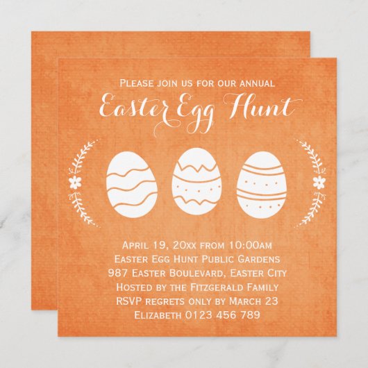 Modernes Orange Oaster Egg Party Einladung (Vorne/Hinten)