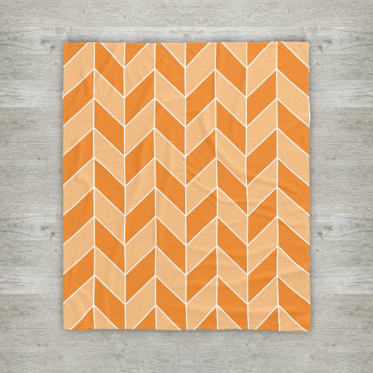 Modernes Orange Peach Herringbone Zickzack Muster Fleecedecke