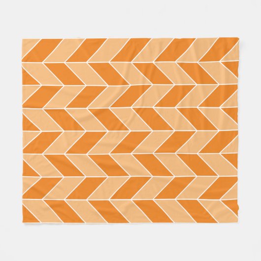 Modernes Orange Peach Herringbone Zickzack Muster Fleecedecke (Vorderseite (Horizontal))