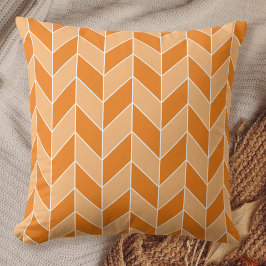 Modernes Orange Peach Herringbone Zickzack Muster Kissen