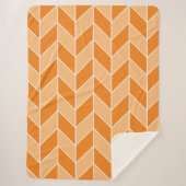 Modernes Orange Peach Herringbone Zickzack Muster Sherpadecke (Vorderseite)
